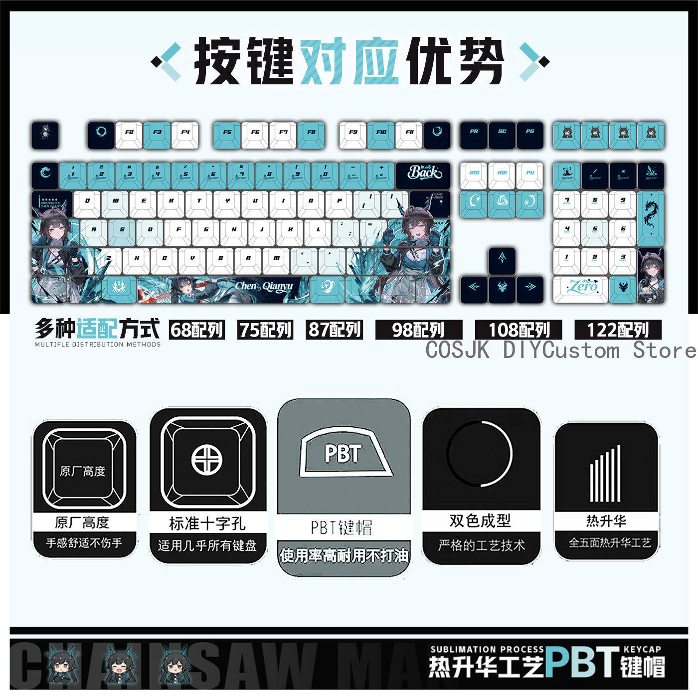 122 مفتاحًا بتصميم أنمي تشين ت - مراجعة Gaming Accessories Computer وسعره